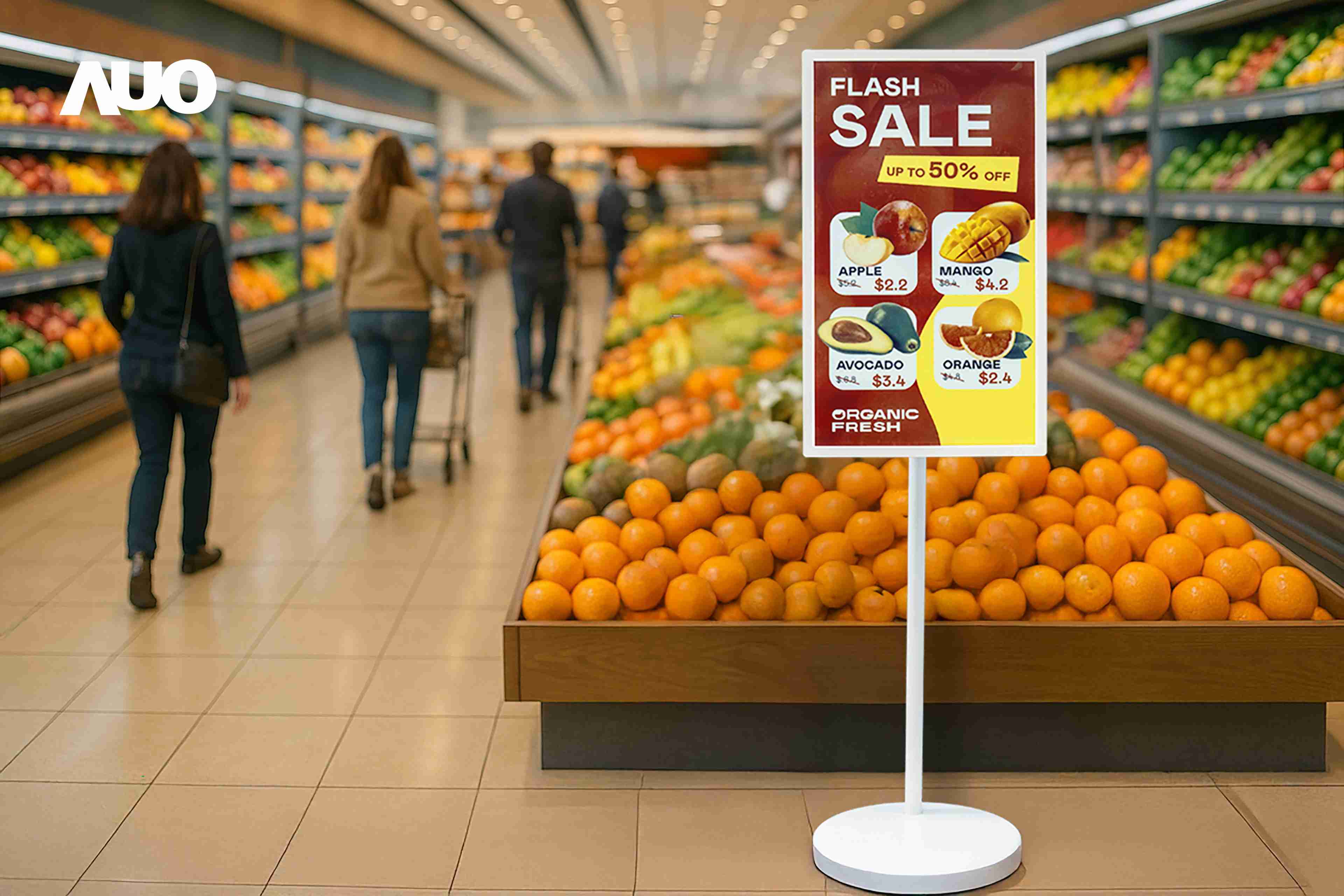 达擎首亮相低功耗、、、、全彩的〝aecoPost电子纸解决方案〞，，，，仅在更新画面时需要微量的电力驱动，，，无需布建电线的便捷设计，，使其可灵活应用、、随意置放，，，并可透过云端或行动装置app，，，轻松管理及排程广告内容，，晋升店头营销利器。。。。